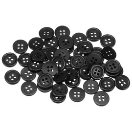 sourcing map 50pcs 20L Sewing Buttons 1/2"(12.5mm) Resin Round Flat 4-Hole Craft Buttons for Sewing Clothing and DIY, Black