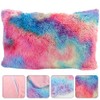 Veemoon Decorative Fuzzy Pillow Covers Rainbow Fluffy Cushions Protector Throw