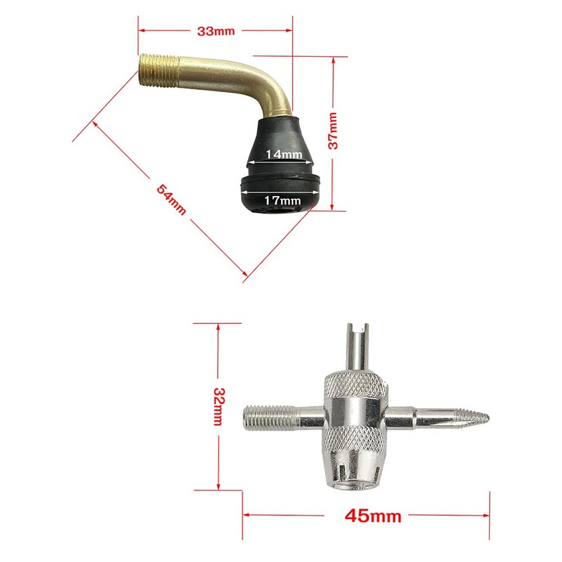 L-Shaped Air Valve, PVR60, Set of 10, Multi Tool Included,