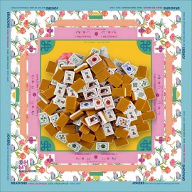 American Mahjong Set 160PCS 36mm 4-Layer Engraved Acrylic Amber Tiles Floral Bird Mat 28 Designs Winslow 1920 4-PlayerColor: Turmeric Crane Tiles and Mats29