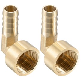 TA-VIGOR 2Pcs Brass Hose Barb Fitting Elbow, 12mm Barbed x G1/2 Female 90 Degree Pipe Connector Adapter for Water Fuel Air