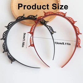 Pack of 4 Bangs Hairstyle Hairpin, Headband with Clips, Hair Twister Headband, Headband with Clips and Prongs for Women, Children and Girls (Brown/Black)