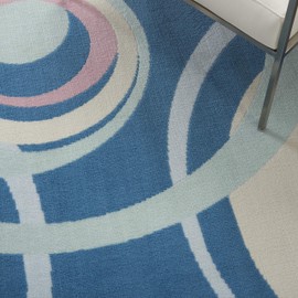 Nourison GRF21 Grafix Retro Eclectic Blue Multi Colored Area Rug 6'X9', 6' x 9'