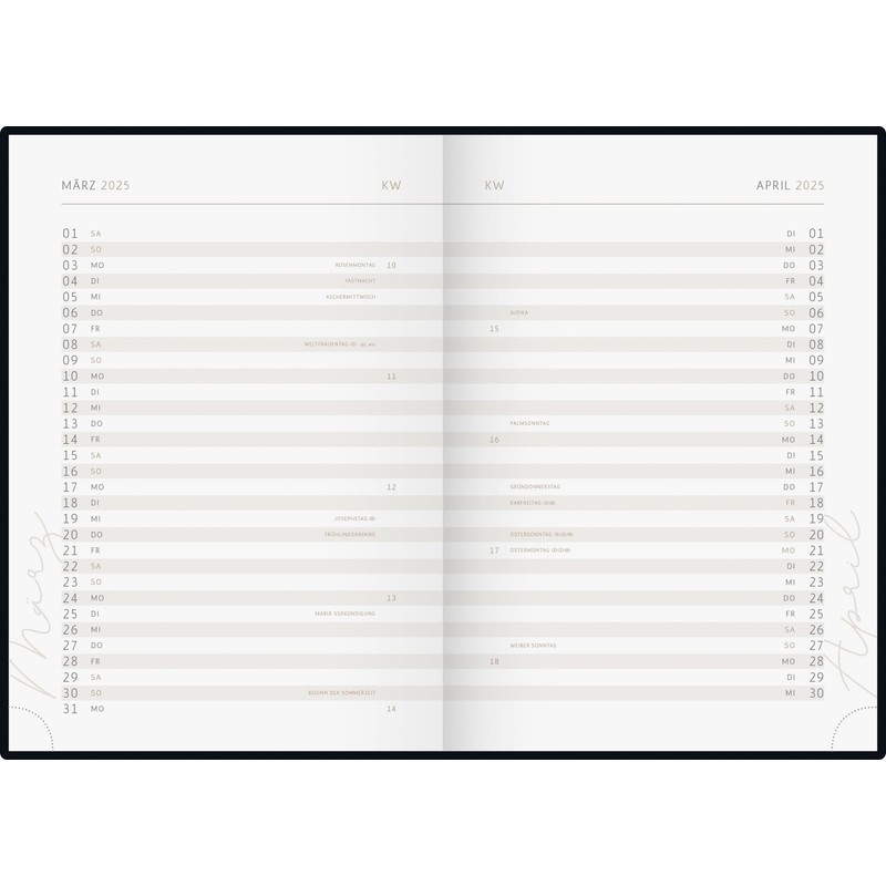 rido/idé Young Line (2025) "Shadows" Book Calendar, 2 Pages =