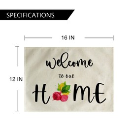 Welcome to Our Home Table Mats Set of 4,Vegetable Art Place Mats Farmhouse Seasonal Home Waterproof Heat Resistant Washable Non-Slip Place Mats for Dinner Room Kitchen Decor Table 12”×16”