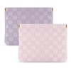 Sightor 2PCS Pocket Cosmetic Bag for Purse, Checkered Makeup Bag Portable Leather Cosmetic Bag for Women, Coin Purse Lipstick Cosmetic Accessories Organizer Travel Cosmetic Pouch (Pink, Purple, L)