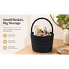 Prudance Small Woven Cotton Basket with Sparkly Gold Sequins, 6"x5",Black