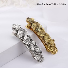 JKJF 2 Pcs Celtic Knot Barrette Vintage Hair Barrettes Metal French Hair Clips Engraved Headwear for Women Girls - Gold Silver Style 2