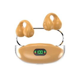 イヤホン Bluetooth イヤーカフデザイン ヘッドセット 無線イヤホン ブラック Bluetoothバージョン5.3 LED表示 IPX7等級防水 オープンイヤー 耳掛け 自動接続 USB-C高速充電 ハンズフリー機能 マイク内蔵 オレンジ