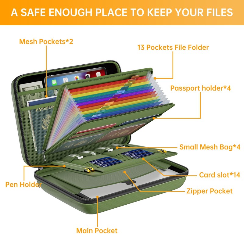 DocSafe Fireproof File Organizer with Lock, Hard-Shell Case Fireproof Document