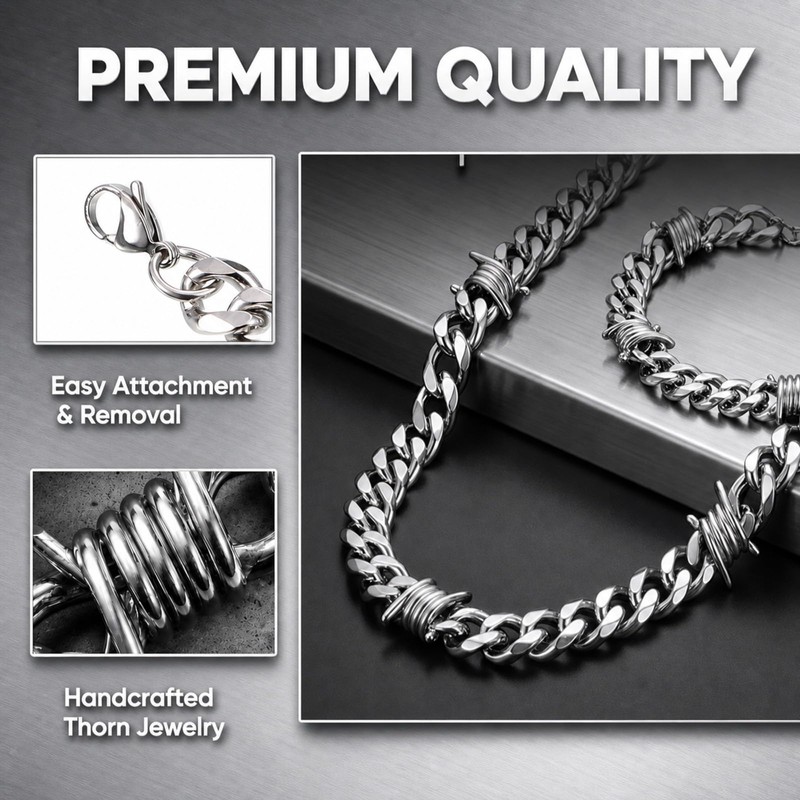 Kigeli Barbed Wire Necklace and Bracelet Set with Jewelry Box