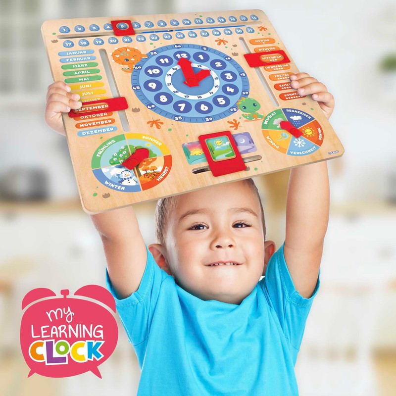 CRAZE My Learning Clock Dino - Wooden Learning Clock for