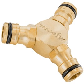 Poppstar Garden hose distributor with 3 hose couplings (bare brass) for hose, irrigation and garden shower