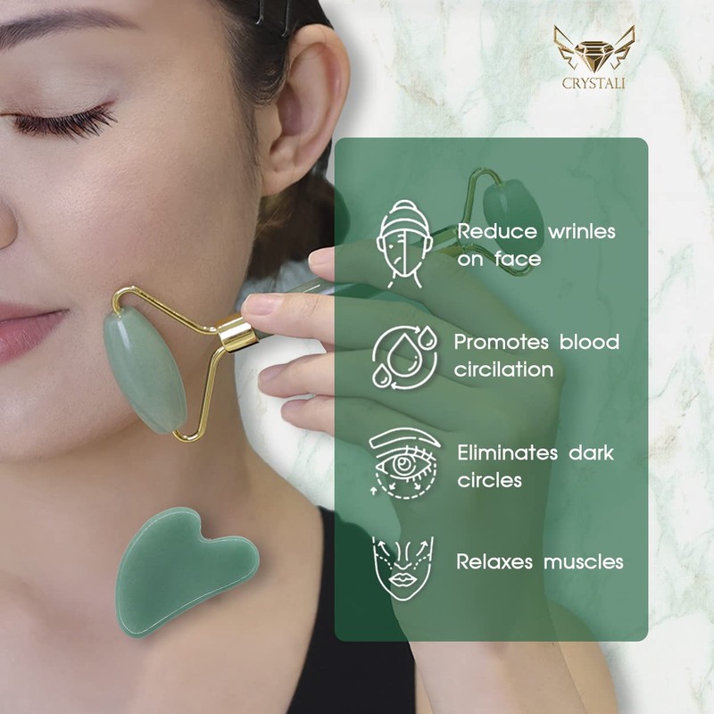 Crystali Gua Sha Set - Anti-Ageing Face Massage Roller and