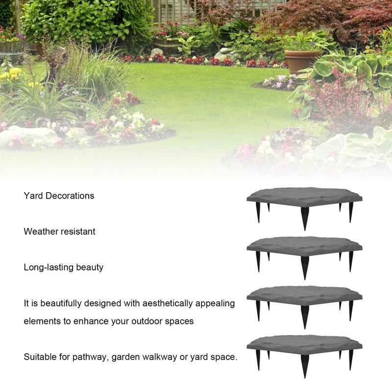 4Pcs Large Stepping Stones,Outdoor Stepping Stones with 24pcs Ground Stakes,Outside
