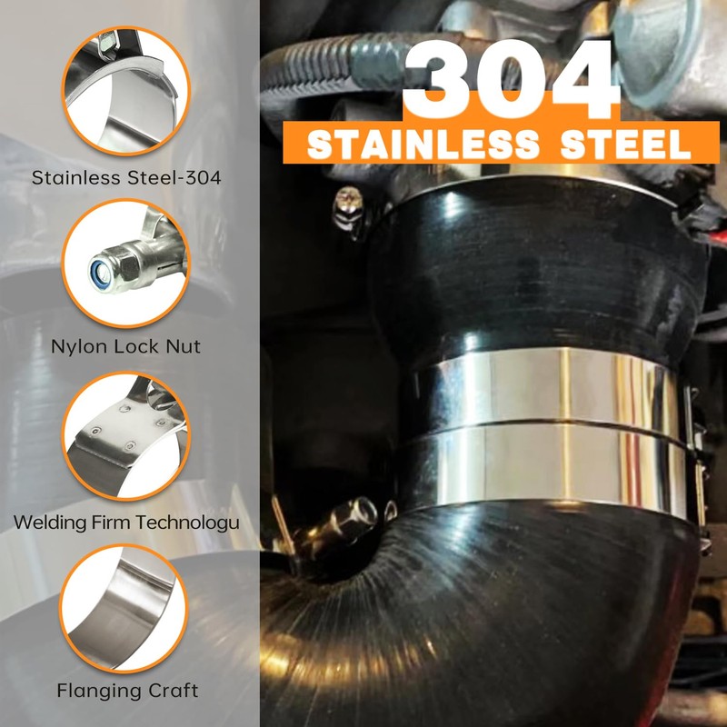 MINERGUY 2 Inch T Bolt Hose Clamps 304 Stainless Steel,