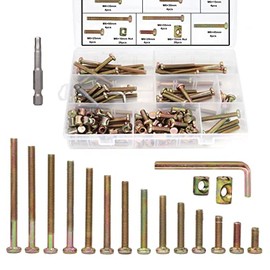 Baby Bed Screws Bolts Kit, binifiMux 114pcs[14 Sizes] M6 Hex Drive Socket Cap Bolts Barrel Nuts Assortment Kit for Cot Crib Bed Chairs, Zinc Plated