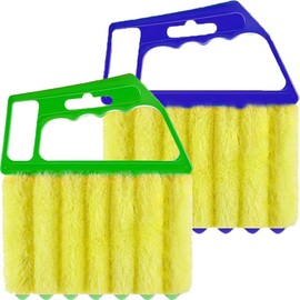 2 Pcs Blind Cleaner - Washable Window Blind Cleaner Duster Tool, Hand-Held Blind Duster for Wood Dlinds Mini Duster Brush Blind Dust Cleaner Venetian Shades Brush Window - Color: Blue、green