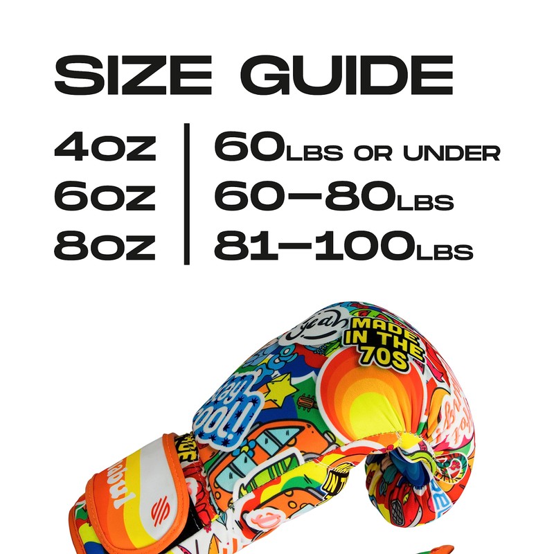 Sanabul Children's Sticker Bomb Boxes Kickboxing Training Gloves 70's 4oz