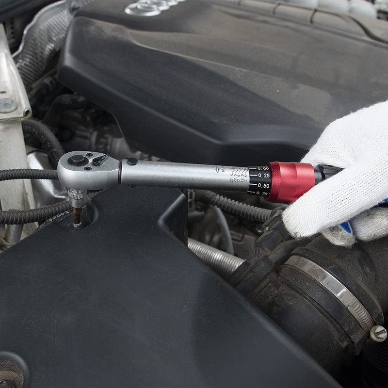 FOURROBBER Torque Wrench 1/4-inch Drive Click Dual-Direction Adjustable 90-Tooth Torque