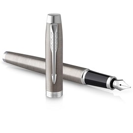 PARKER IM Pluma estilográfica | acero inoxidable con detalles cromados | punta fina con tinta azule | caja para regalo