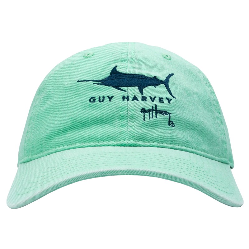 Guy Harvey Mens Solid Relaxed Hat with Patch, Turquoise Heather