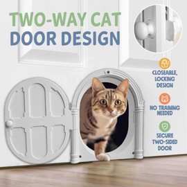XIULIUU Cat Door Interior Door, 28 * 24 * 6.5CM Large Kitty Door, No-Flap Pet Door for Cats Up to 15KG, Easy Setup in Minutes, Safety Material, No Training Needed