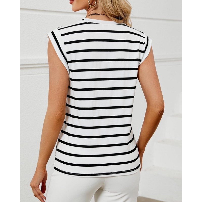 BellaDila Womens Summer Crewneck Tank Top Sleeveless Tops Casual Loose