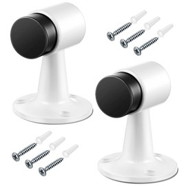 Yaocom 2 Pack Heavy Duty Floor Mounted Door Stop 3 in Aluminum Commercial Grade Door Stopper with Rubber Bumper & Stainless Steel Screws (White)