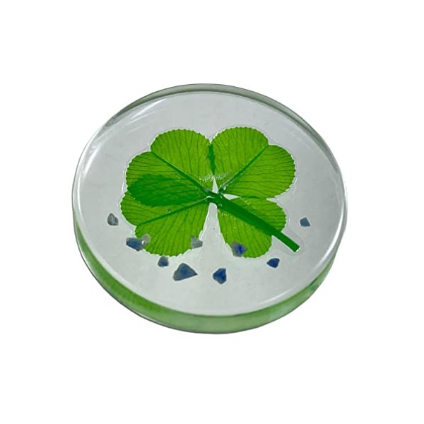 Real Four Leaf Clover Good Luck Pocket Token, Preserved, 1.25” (Including Sapphire)