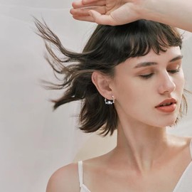 DAYLINLOVE Panda Earrings 925 Sterling Silver Panda Hoop Earrings Panda Jewelry Gift for Women Panda Lovers