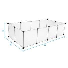 Sardoxx Pet Playpen Portable Foldable DIY Large Plastic Yard Fence Small Animals Rat Guinea Pigs Rabbits Puppy Kennel Crate Pet Fence Tent, 12 Panels, 14 X 14 inches, White