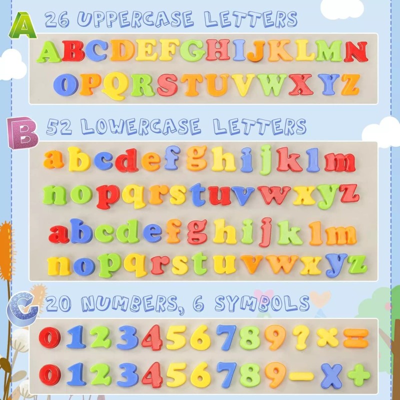 LovesTown 104 PCS Magnetic Letters Numbers Alphabet ABC 123 Fridge
