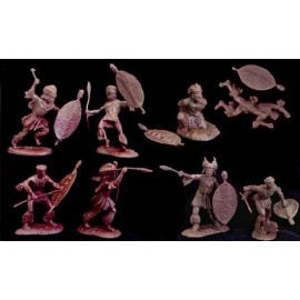 CONTE COLLECTIBLES ZULU WARRIORS SET # 2 (15 FIGURES)  BROWN