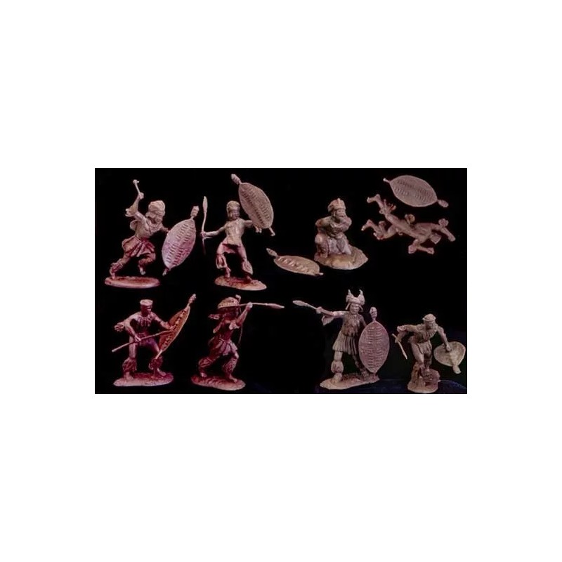 CONTE COLLECTIBLES ZULU WARRIORS SET # 2 (15 FIGURES) BROWN