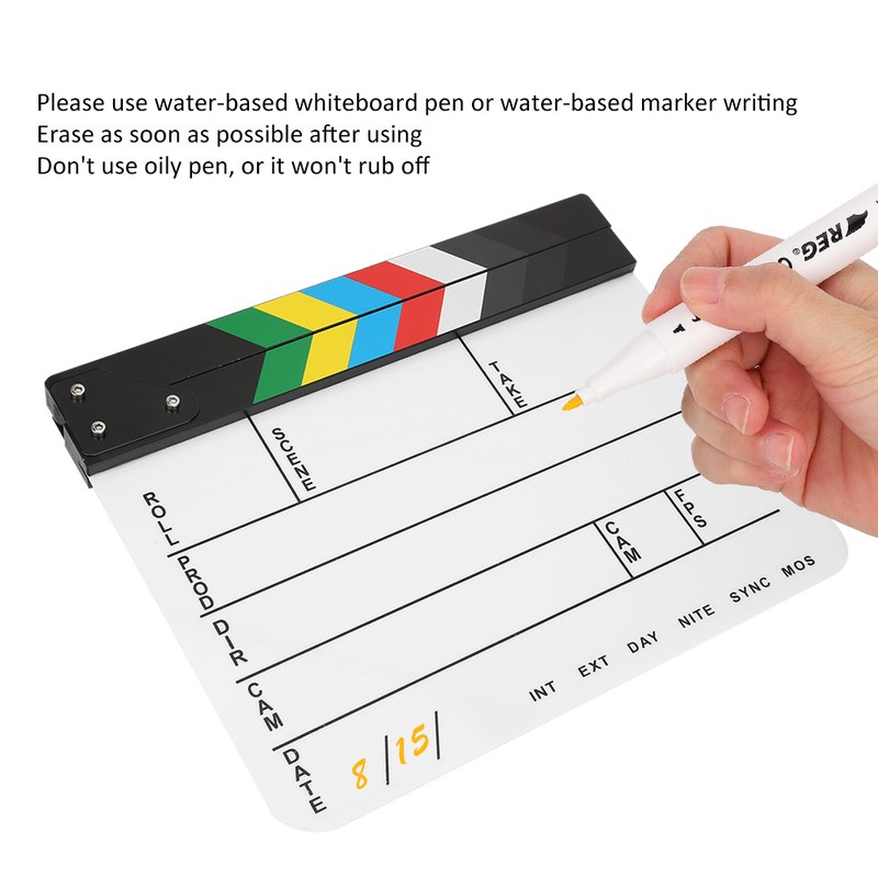 30x25CM Acrylic Movie Clapperboard Professional Director Action Clap Film Photography