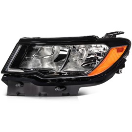 cciyu Headlight Assembly Replacement for 2017-2021 For Jeep COMPASS Black Housing & Clear Lens Driver Side Headlamp 55112707AE CH2502295