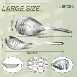 2 Piezas Cuchara Ranurada para Espumadera Colador de Araña Espumadera de Acero Inoxidable Cuchara Espumadera Cucharón Cuchara para Freír Inoxidable con Agujeros para Colgar para Cocina Cocinando