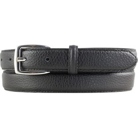 BELTINGER Italienischer Ledergürtel, 25 mm breit, Damen, Chinogürtel, Hosengürtel, strukturiertes Leder, Schließe Silber | Schwarz 100cm