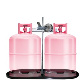 RVPNR RV Dual Propane Tank Mounting Rack with Locking Device for 20lbs Tanks for Travel Trailer Hitch Frame, Black-Lock