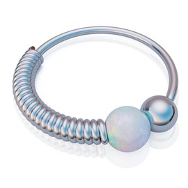 Silver Helix Hoop- 20 Gauge Hoop Earring with White Opal- 925 Silver Percing Earring- Cartilage Earring Hoop - Handcrafted Jewelry for Girls