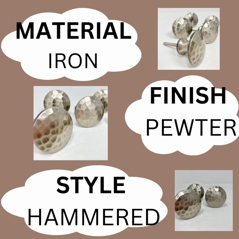 Hammered Antique Knob. Home Decor Drawer Pull (Antique Pewter)