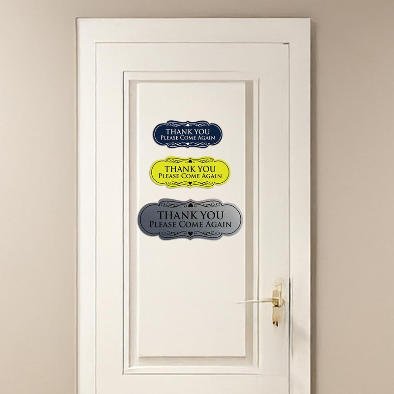 Designer Thank You Please Come Again Sign - Black/Gold -