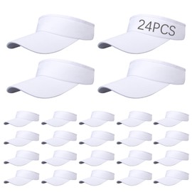 24 PCS Adjustable Sun Caps for Men Women, Sport Sun Visor Hats for Golf,Baseball,Stylish Sun Hat for Outdoor Activities White