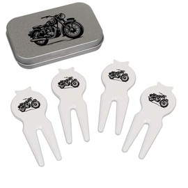 Azeeda 'Vintage Motorcycle' Golf Divot Tool/Repair Fork Gift Set (GO00062553)