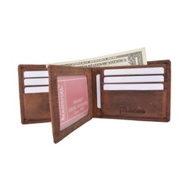 RFID Blocking Vintage Soft Genuine Leather Men's Multi-Card Compact Center Flip Bifold Wallet