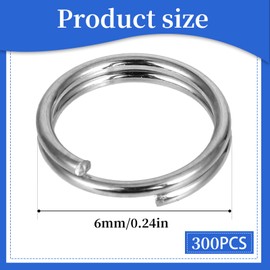 300Pcs 1/4" Small Split Ring for Keychains, Stainless Steel Double Loops Round Mini Split Jump Rings Silver Keychains Connectors for Jewelry Necklaces Bracelets Earrings Crafts Decorations