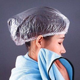 Transparent Disposable Hair Dyeing Vinyl Hair Cap Sanitary Cap Shower Cap 100 Count 4ea