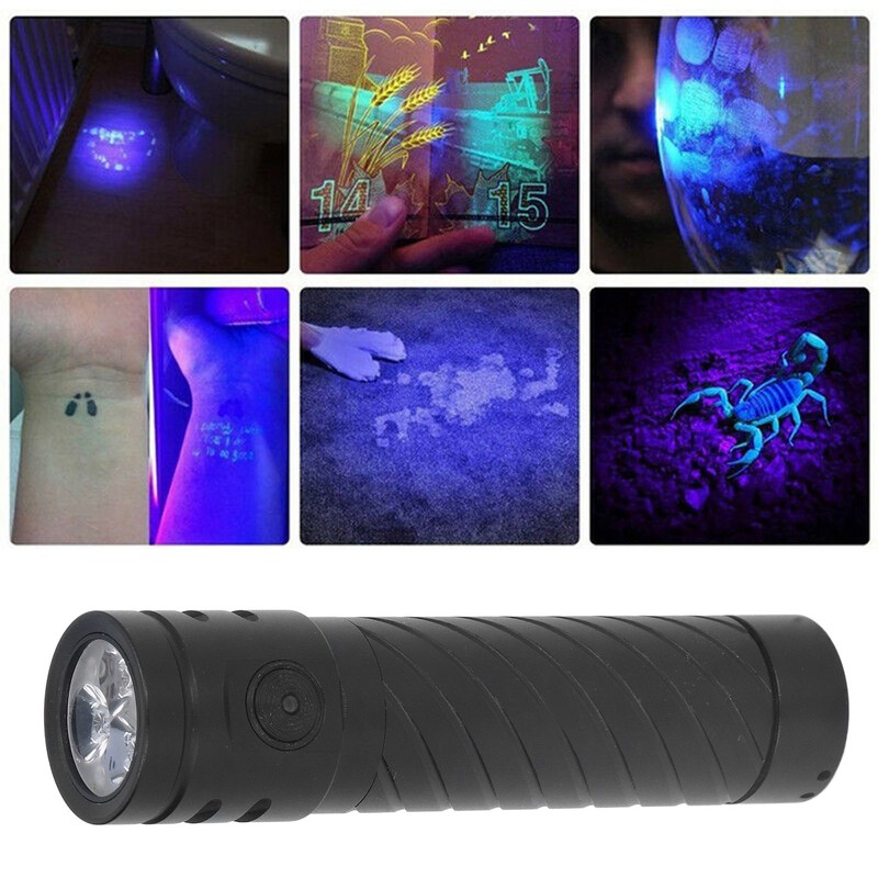 UV Flashlight 365nm UV LED Violet Flashlight 5 Modes for