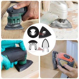 156 Pieces Multitool Sanding Plate Accessory Kit, 3 Finger Sanding Pads and 3 Triangle Sanding Discs with 150 Sandpaper (75 Sheets 80 x 80 mm and 75 Sheets 50 x 40 mm) 60/80/100/120/240 Grit